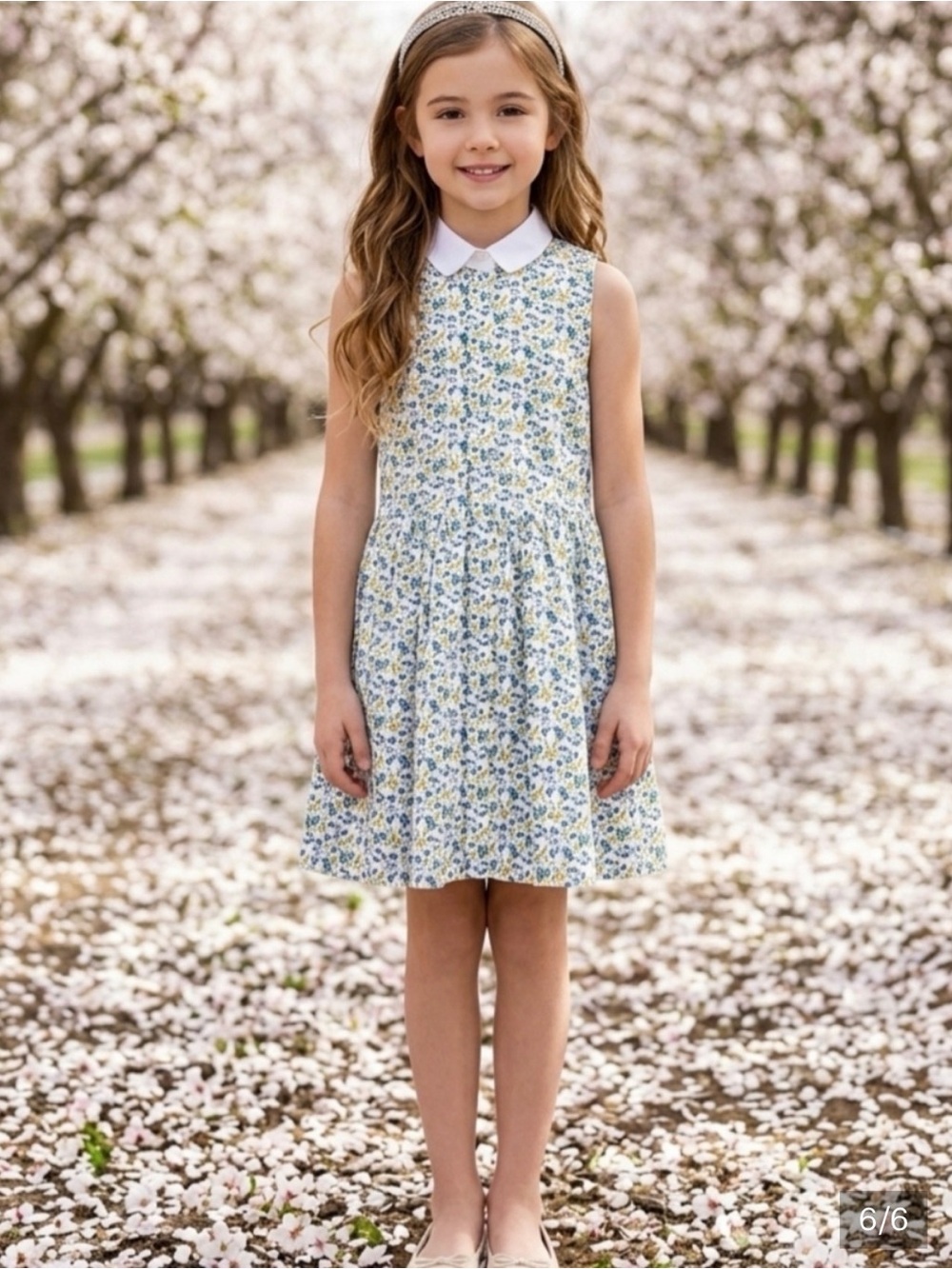 Polo Ralph Lauren White Collared Floral Dress with Blue & Yellow Print